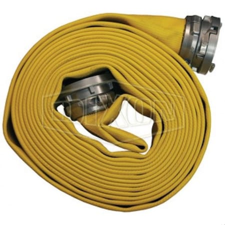 Dixon Heavy Duty Fire Hose, 4 in, 50 ft L, 200 psi Working, Nitrile, Domestic H440Y50SZ